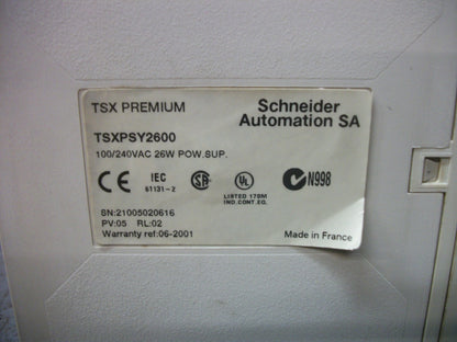 TELEMECANIQUE TSX PREMIUM 100/240VAC PLC POWER SUPPLY TSXPSY2600