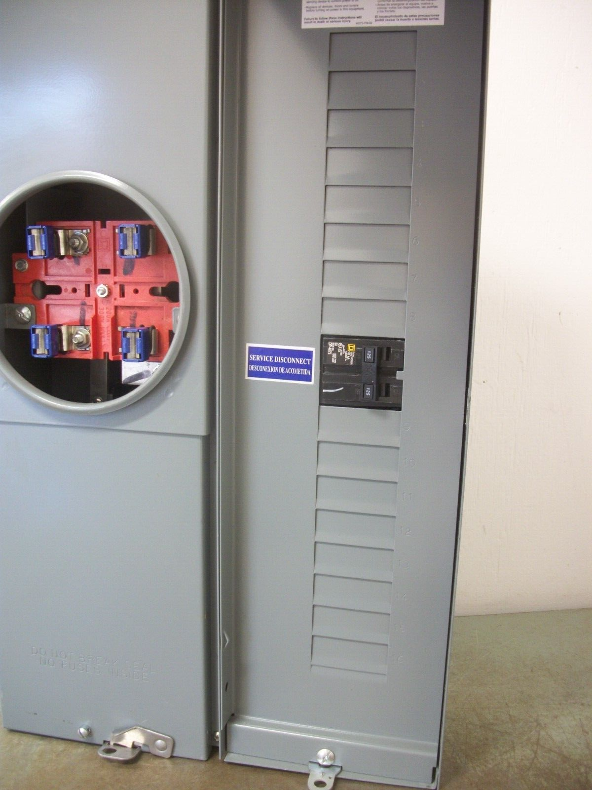 SQUARE D METER/LOAD CENTER PANELBOARD SC1624M125S 125A 120/240V 1PH 125A MAI NOB