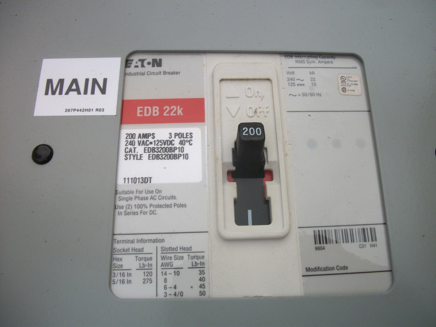 CUTLER-HAMMER PRL1A PANELBOARD W/INTERIOR LWPQ2042 200A 120/240V 1PH 200A MA NEW