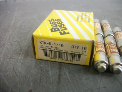 BUSSMANN BOX OF 5 LIMITRON FUSES KTK-R-1/10 1/10AMP 600VOLT NIB