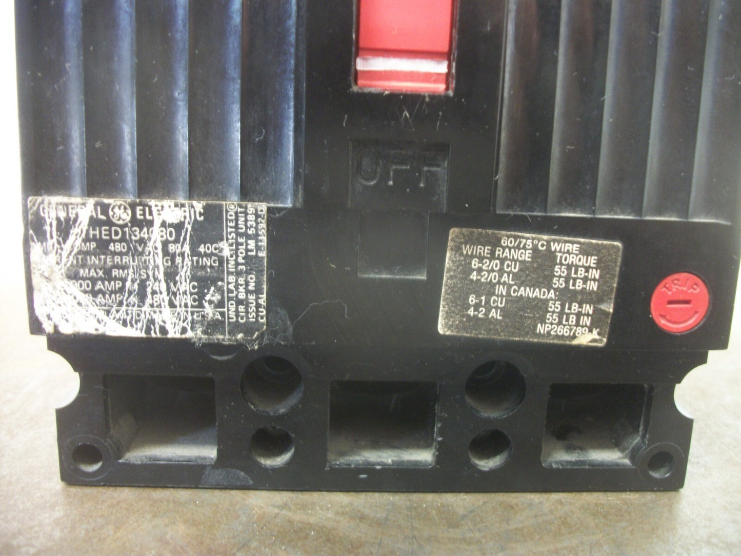 GE THED CIRCUIT BREAKER THED134080 80AMP 480VOLT 3POLE BLACK