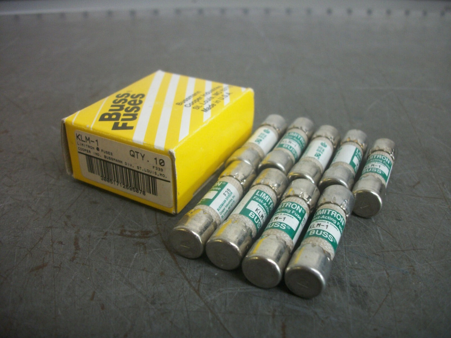 BUSSMANN BOX OF 9 LIMITRON FUSES KLM1 1AMP 600VOLT NIB