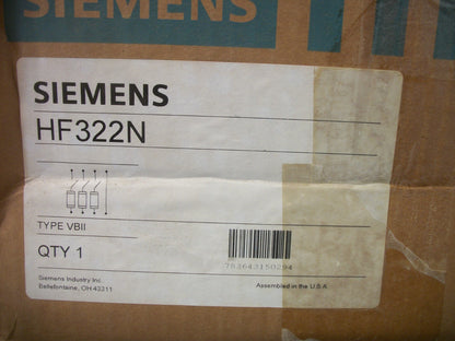 SIEMENS DISCONNECT TYPE 1 HF322N 60AMP 240VOLT 3POLE FUSIBLE NIB