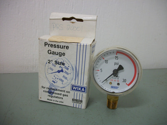 WIKA 2" PNEUMATIC PRESSURE GAUGE 8611017 1/4" NPT 0-30PSI NIB