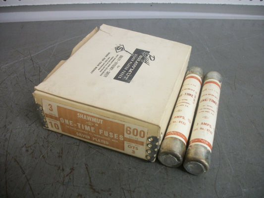 GOULD SHAWMUT BOX OF 2 ONE-TIME FUSES OTS3 3AMP 600VOLT NIB