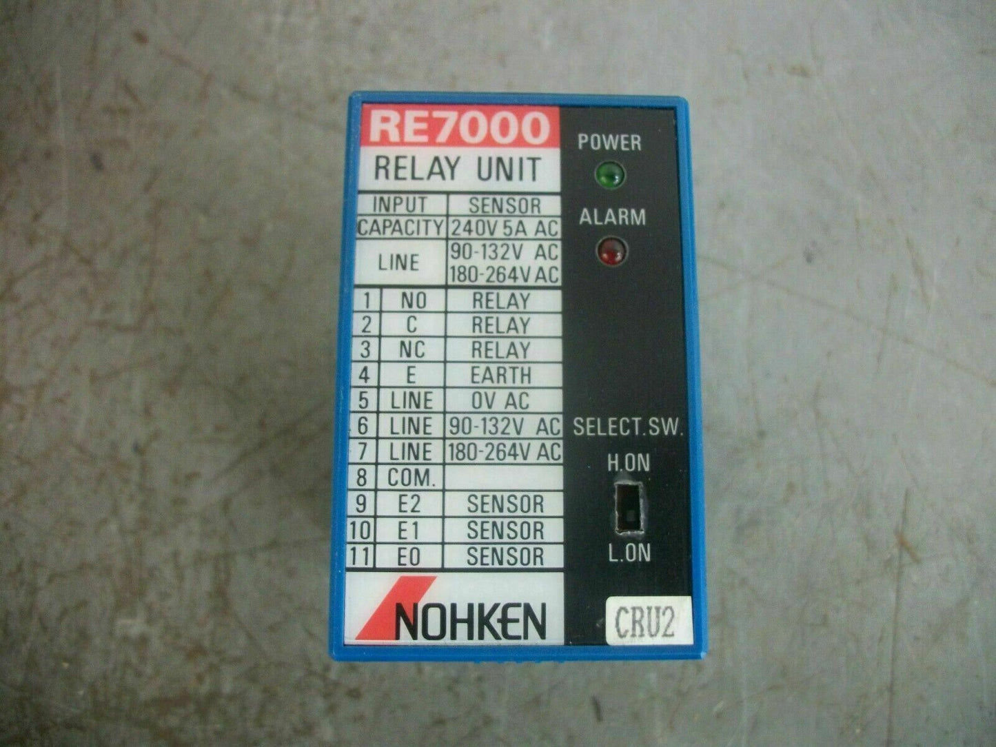 NOHKEN RELAY UNIT RE7000 240VAC 5AMP