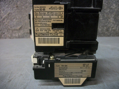 FUJI SC-05 MOTOR STARTER 4NC0G0 13AMP 220VCOIL 3PH 600V 5HP W/OL 0.8-1.2AMP