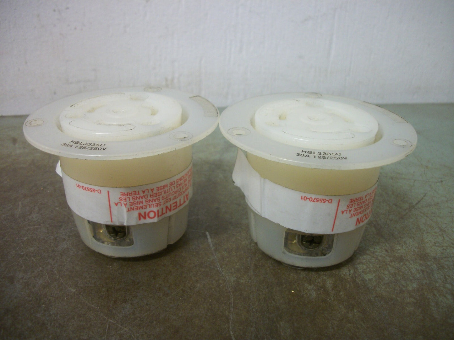 HUBBELL LOT OF 2 FLANGED TWIST-LOCK RECEPTACLES HBL3335C 30A 125/250V 3P 3W