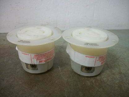 HUBBELL LOT OF 2 FLANGED TWIST-LOCK RECEPTACLES HBL3335C 30A 125/250V 3P 3W