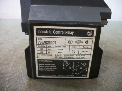 WESTINGHOUSE CONTROL RELAY 766A023G01 10AMP 120VCOIL