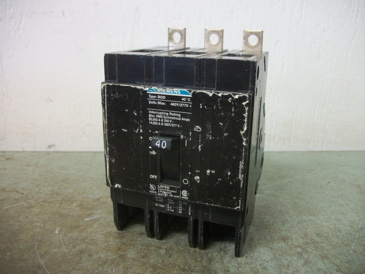 SIEMENS BQD CIRCUIT BREAKER BQD340 40AMP 480VOLT 3POLE