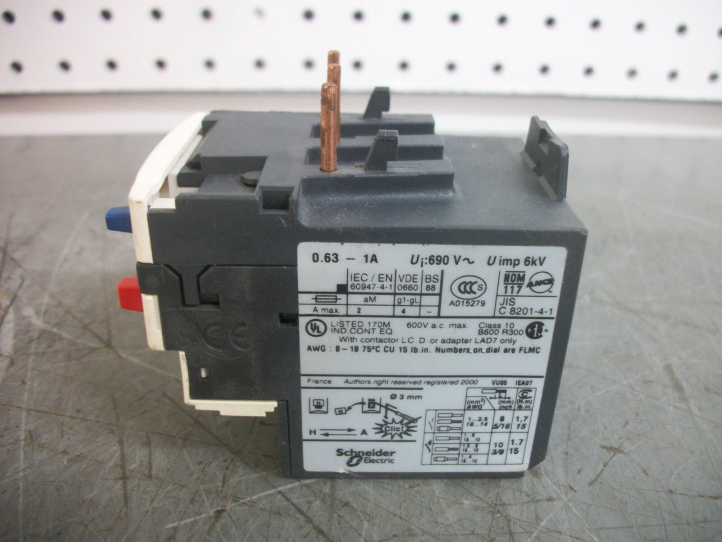 TELEMECANIQUE THERMAL OVERLOAD RELAY LRD05 0.63-1AMP NOB