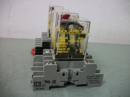 SQUARE D LOT OF 3 4PDT MINI GP RELAYS 8501RSD4M1P14V53 3AMP 24VDC