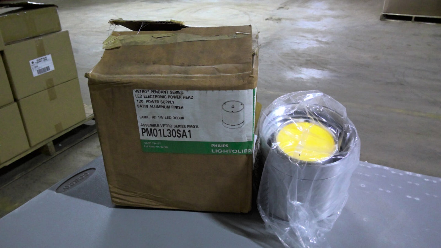 PHILIPS LIGHTOLIER VETRO PENDANT SATIN ALU LED ELECTRONIC POWER HEAD PM01L30SA1