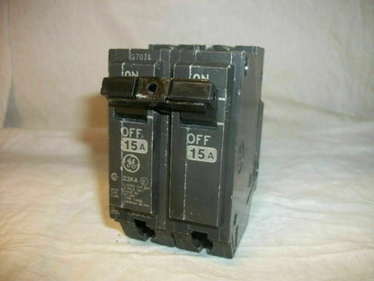 GE THHQL CIRCUIT BREAKER THHQL2115 15AMP 240VOLT 2POLE 22kA *NOB*