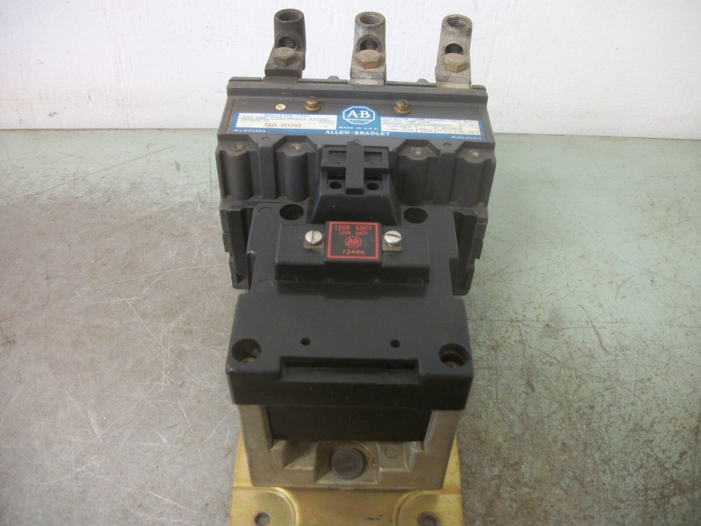 ALLEN-BRADLEY 100AMP LIGHTING CONTACTOR 702L-DOD93 120VCOIL