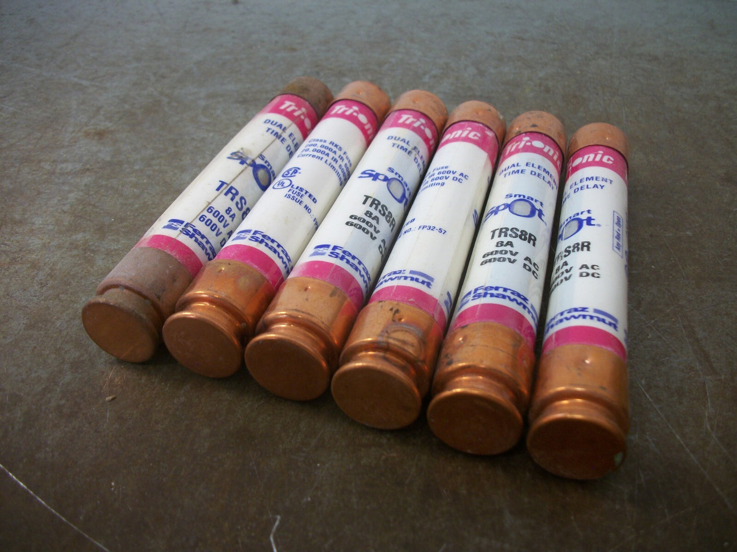 FERRAZ-SHAWMUT LOT OF 6 SMART SPOT FUSES TRS8R 8AMP 600VOLT
