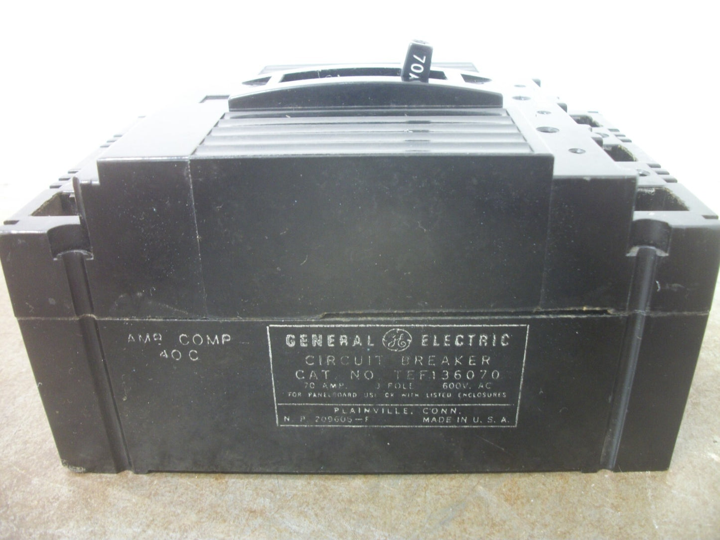 GE TEF CIRCUIT BREAKER TEF136070 70AMP 600VOLT 3POLE