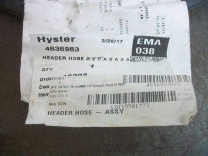 HYSTER HEADER HOSE ASSEMBLY 4636963 NEW