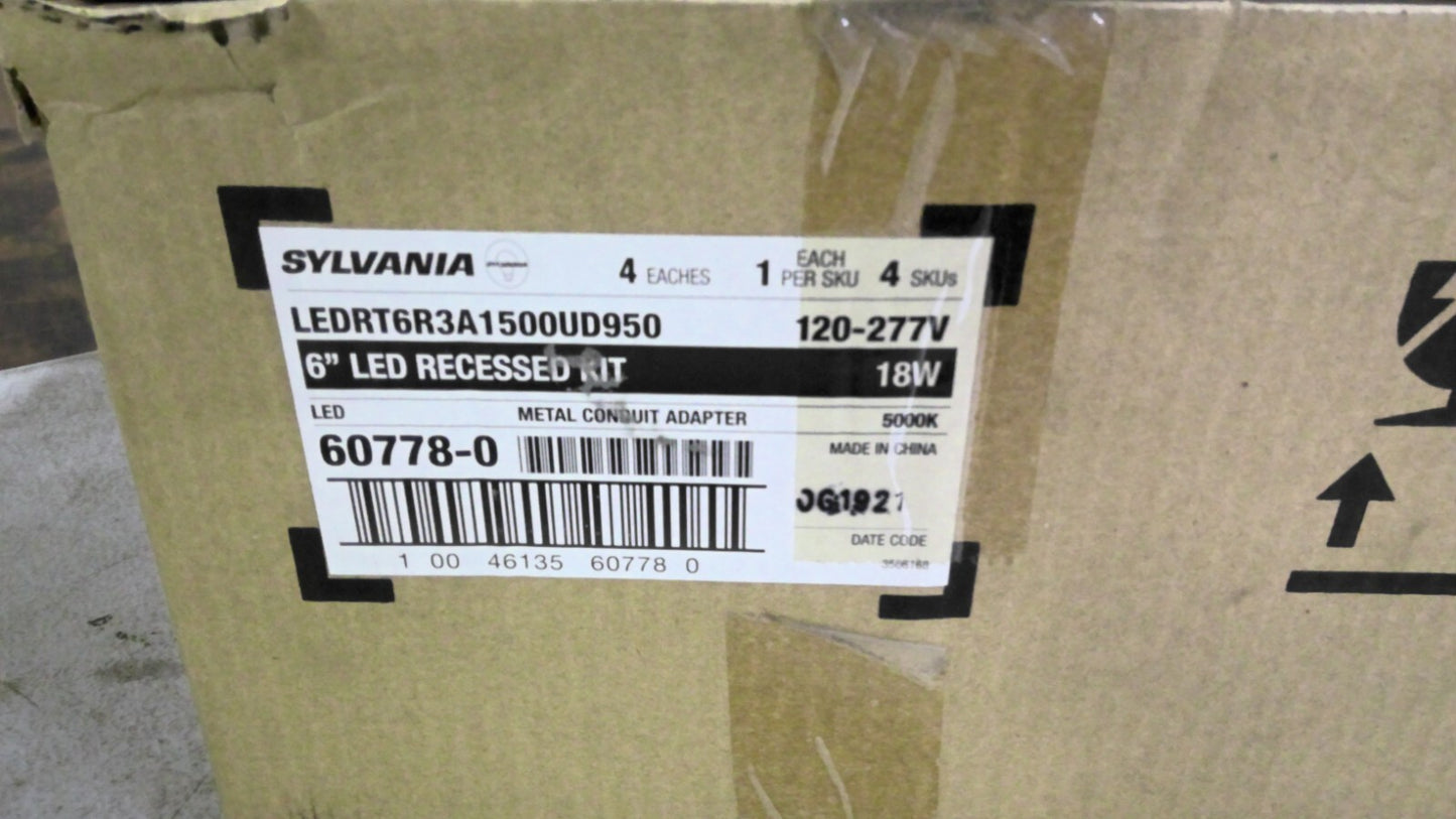 SYLVANIA 60778-0 BOX OF 4 6" LED RECESSED LIGHT KITS LEDRT6R3A1500UD950 NIB