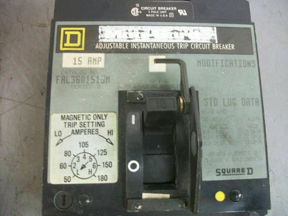 SQUARE D MAG-GARD FAL CIRCUIT BREAKER FAL3601513M 15AMP 600VOLT 3POLE GRAY