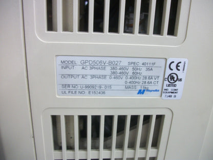 MAGNETEK GPD 506 VARIABLE FREQUENCY DRIVE GPD506V-B027 460VOLT 3PH 28.6AMP