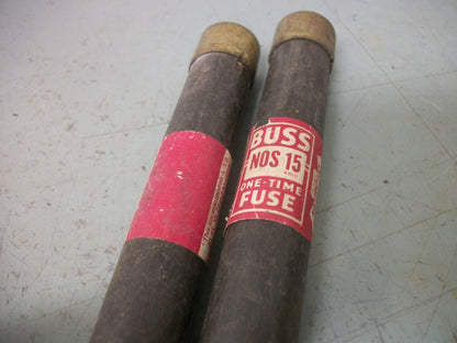 BUSSMANN LOT OF 2 ONE-TIME FUSES NOS15 15AMP 600VOLT