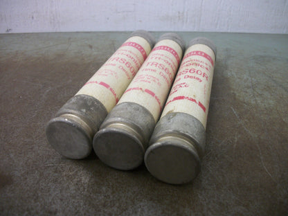 GOULD SHAWMUT LOT OF 3 TRI-ONIC FUSES TRS60R 60AMP 600VOLT