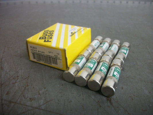 BUSSMANN BOX OF 8 LIMITRON FUSES KLM2 2AMP 600VOLT NIB