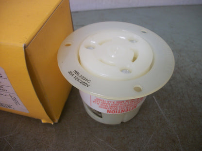 HUBBELL TWIST-LOCK FLANGED RECEPTACLE HBL3335C 30AMP 125/250VOLT 3P 3W NIB