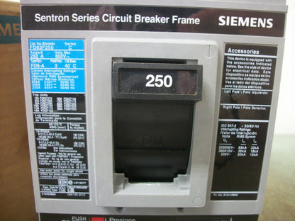 SIEMENS SENTRON FD6-A CIRCUIT BREAKER FD63F250 250AMP 600VOLT 3POLE NIB