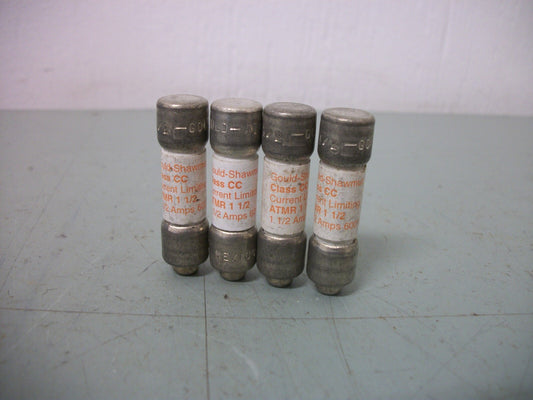 GOULD SHAWMUT LOT OF 4 CLASS CC FUSES ATMR1-1/2 1-1/2AMP 600VOLT