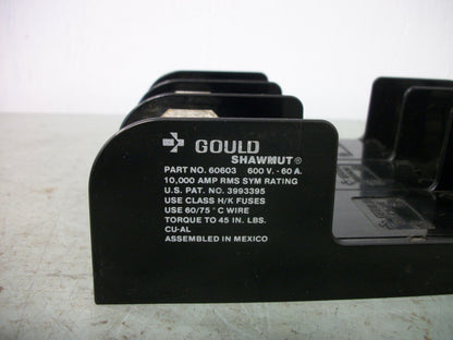 GOULD SHAWMUT CLASS H/K FUSEHOLDER 60603 60AMP 600VOLT 3POLE