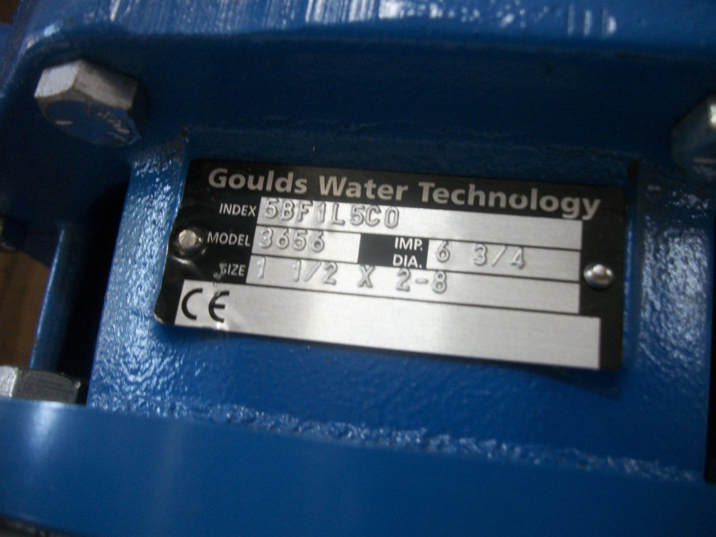 GOULDS 1-1/2 X 2-8 6-3/4 CENTRIFUGAL PUMP MODEL 3656 BALDOR 10HP JMM3711T 460V