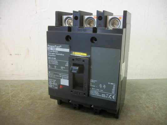 SQUARE D POWERPACT QD CIRCUIT BREAKER QDL32100 100AMP 240VOLT 3POLE