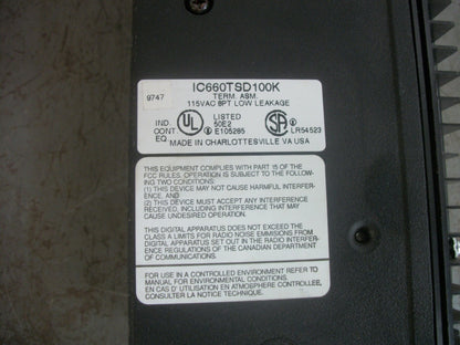 GE FANUC I/O 115VAC 8-POINT LOW LEAKAGE MODULE IC660EBD101K W/BLOCK IC660TSD100K