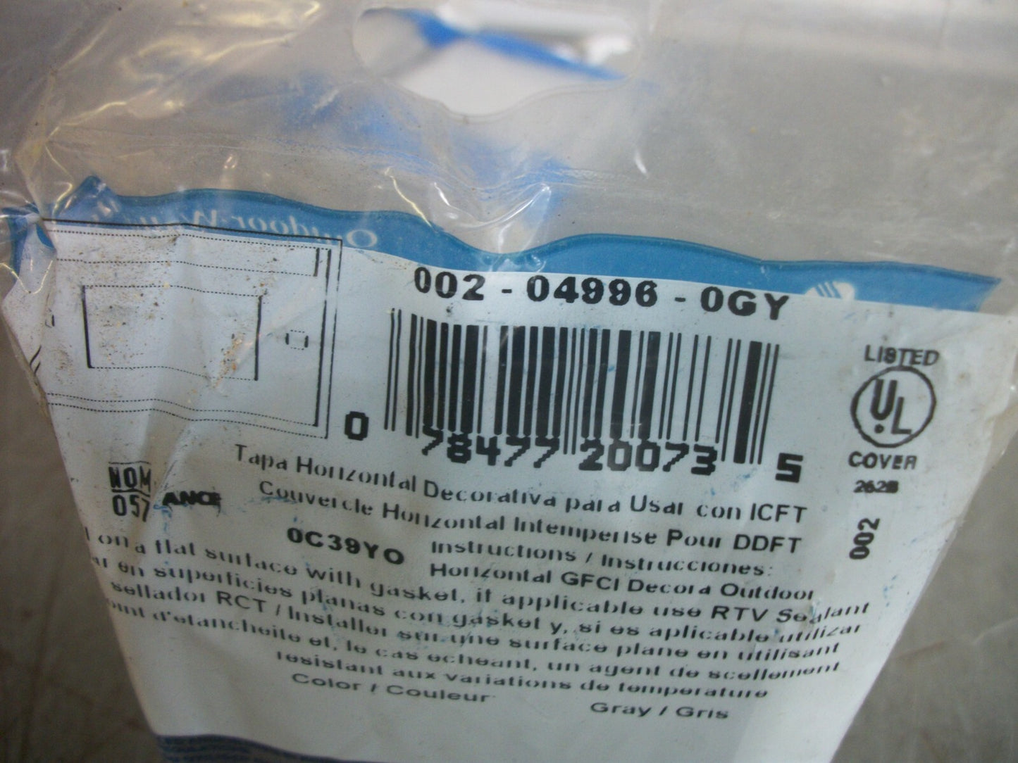 LEVITON LOT OF 3 OUTDOOR HORIZONTAL GFCI WALLPLATE COVER 002-04996-0GY NEW