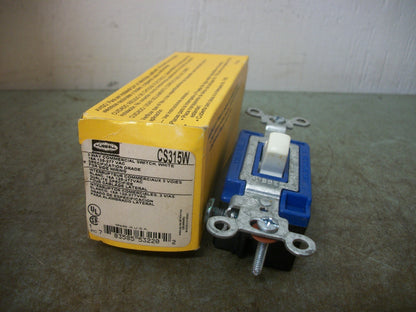 HUBBELL BOX OF 10 3-WAY WHITE TOGGLE SWITCHES CS315W 15AMP 120/277VOLT NIB
