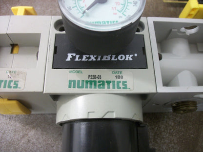 NUMATICS FLEXIBLOK PNEUMATIC REGULATOR/FILTER/SHUT-OFF VALVE COMBO S22E-03BKLM
