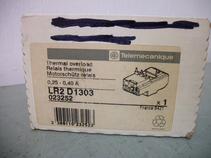 TELEMECANIQUE THERMAL OVERLOAD RELAY LR2D1303 0.25-0.40AMP NIB