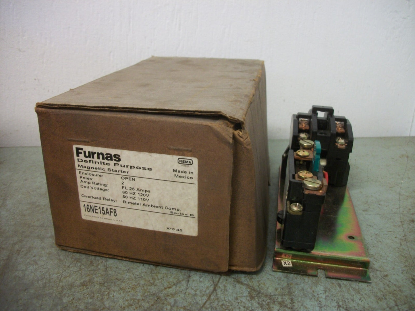 FURNAS DEFINITE PURPOSE MOTOR STARTER 16NE15AF8 25AMP 120VCOIL 2POLE NIB