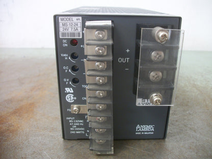 NEMIC LAMBDA POWER SUPPLY MS-12-24 24VDC 7.5AMP