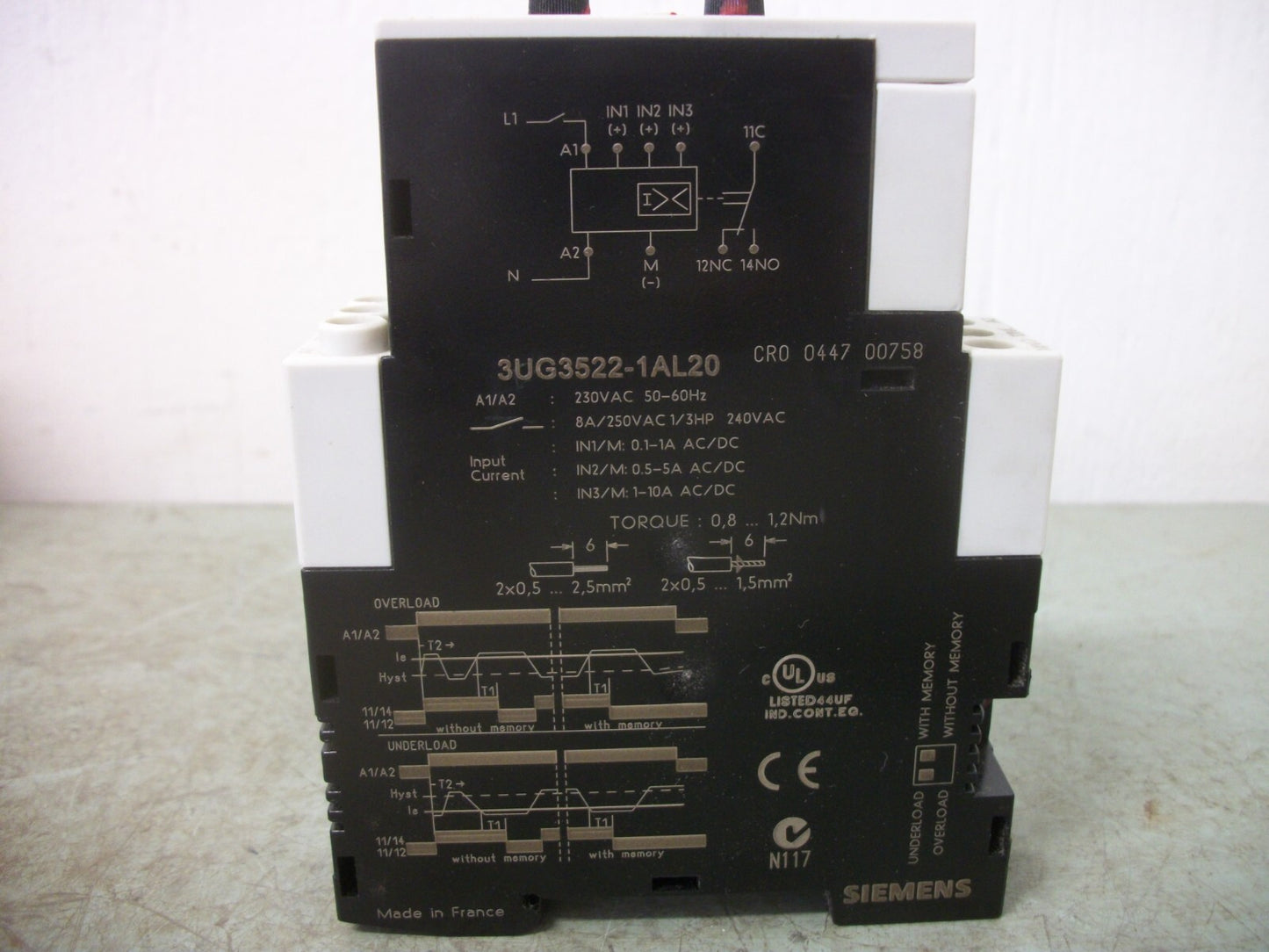 SIEMENS SIMIREL MONITORING RELAY 3UG3522-1AL20