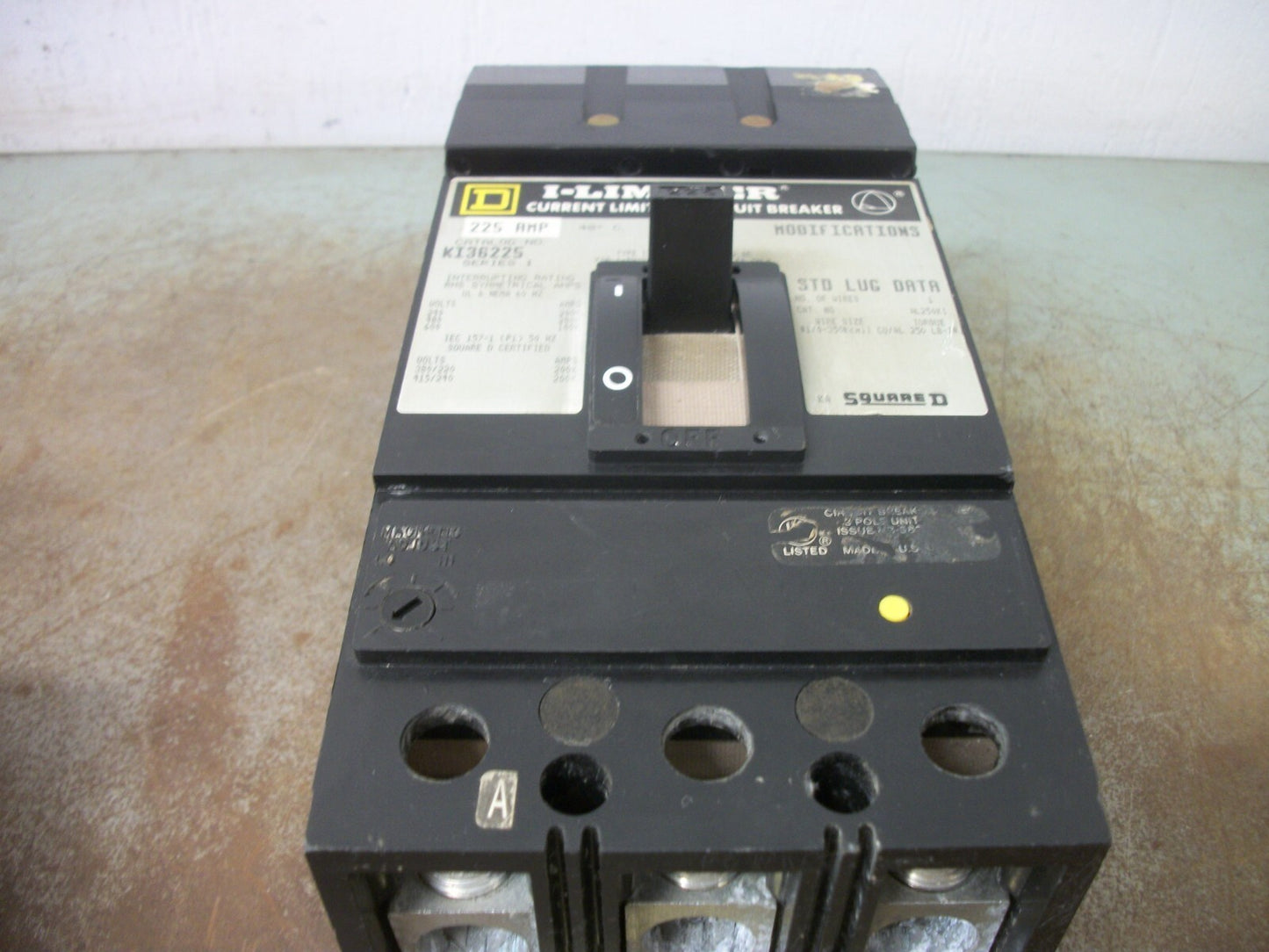 SQUARE D I-LIMITER I-LINE KI CIRCUIT BREAKER KI36225 225AMP 600VOLT 3POLE GRAY