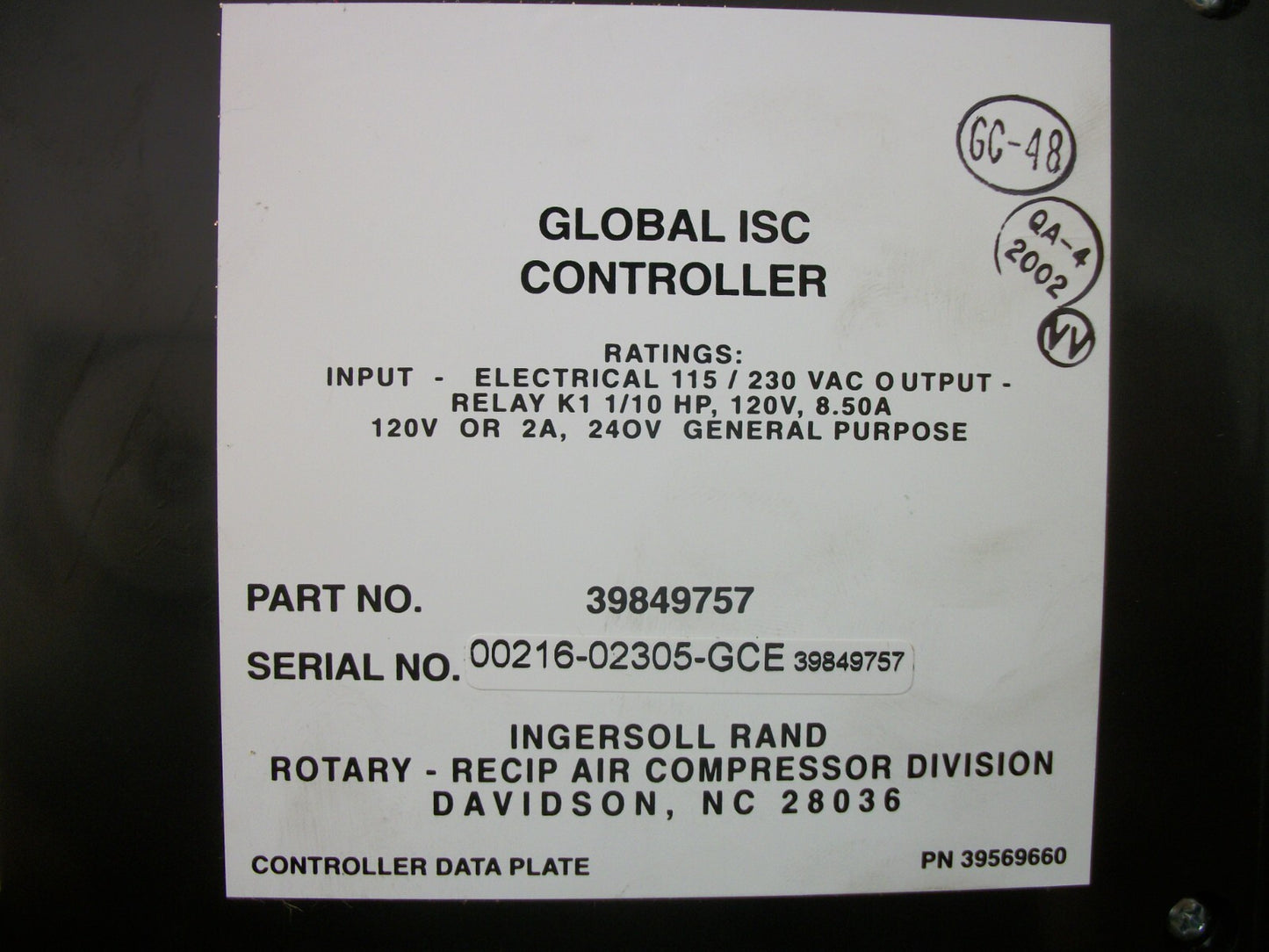 INGERSOLL-RAND INTELLISYS GLOBAL ISC CONTROLLER 39849757 NEW