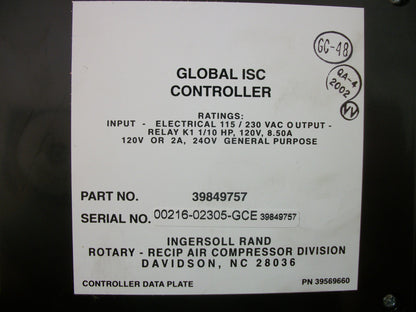 INGERSOLL-RAND INTELLISYS GLOBAL ISC CONTROLLER 39849757 NEW