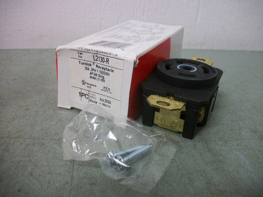 PASS & SEYMOUR TURNLOK RECEPTACLE L2130-R 30AMP 120/208VOLT 3PH 4P 5W GRND NIB