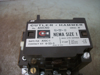 CUTLER-HAMMER SIZE 1 MOTOR STARTER A10CN0 27AMP 120VCOIL 3PH 600V 10HP