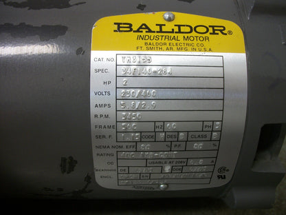 BALDOR 2HP 56C OPEN AC MOTOR VM3155 460VOLT 3PH 3450RPM NOB