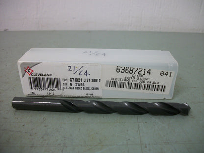 CLEVELAND LOT OF 5 21/64" 4-5/8" OAL HIGH SPEED STEEL JOBBER DRILL 63687214 NEW